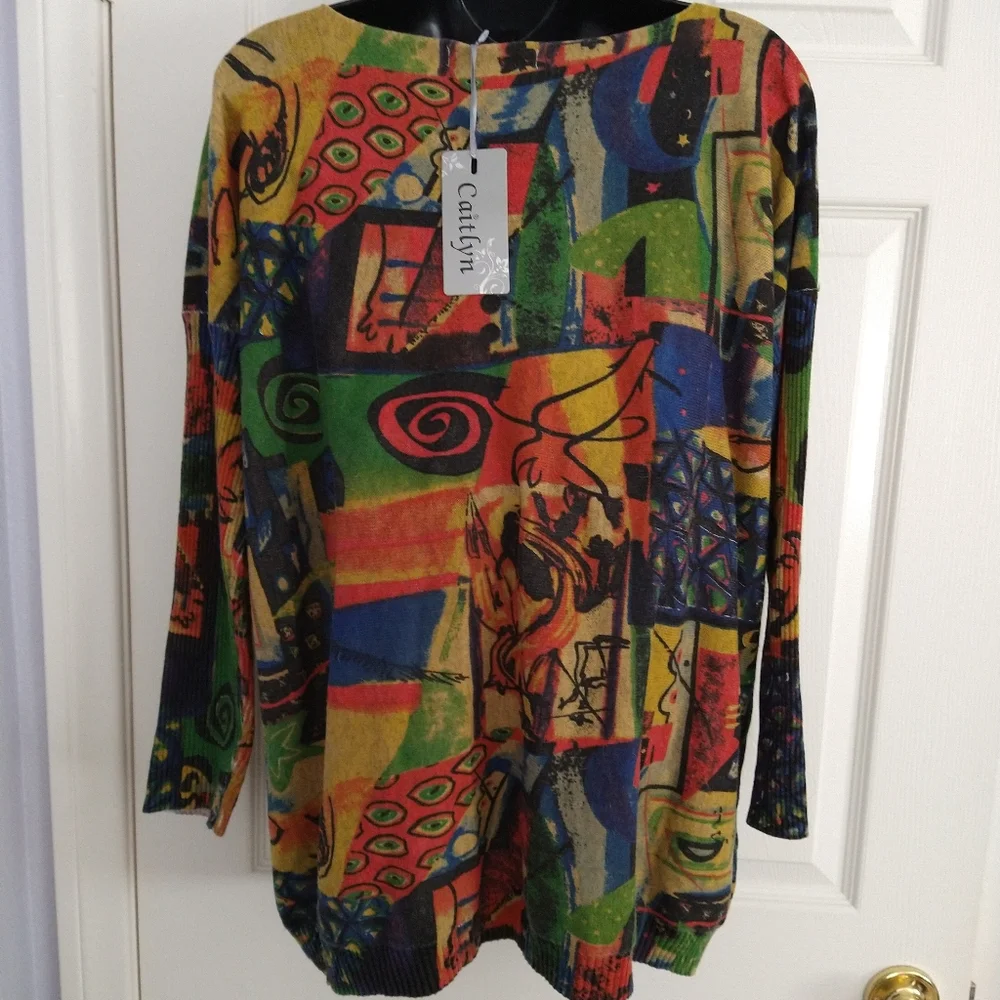 NWT Colorful Abstract Design Sweater - Picture 2 of 6